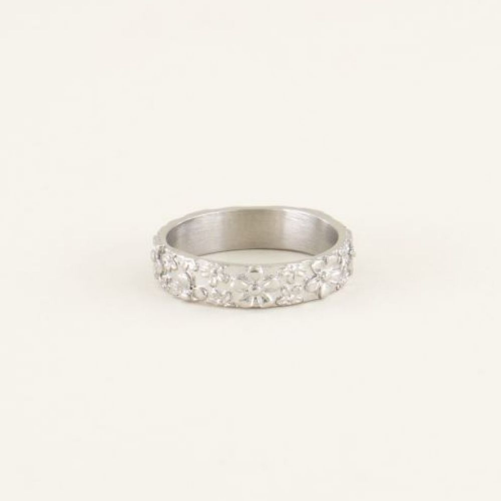 MY JEWELLERY | Brede ring bloemetjes zilver maat 16
